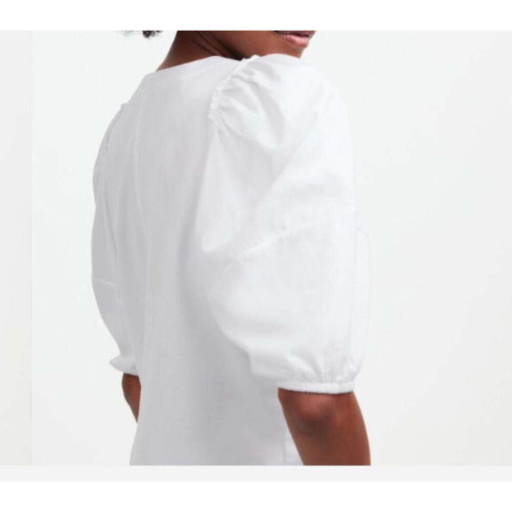 MADEWELL White Puff-Sleeve Tee Cotton Short Sleeve Top Blouse Casual